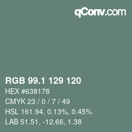 Color code: RGB 99.1 129 120 | qconv.com