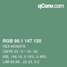 Color code: RGB 99.1 147 120 | qconv.com