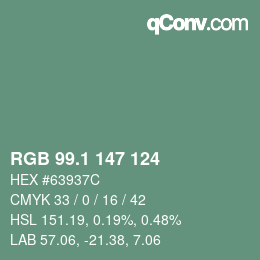 Color code: RGB 99.1 147 124 | qconv.com