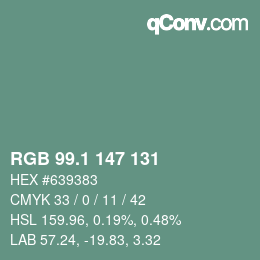 Color code: RGB 99.1 147 131 | qconv.com