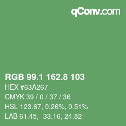 カラーコード: RGB 99.1 162.8 103 | qconv.com