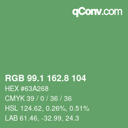 カラーコード: RGB 99.1 162.8 104 | qconv.com