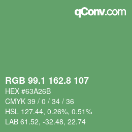 カラーコード: RGB 99.1 162.8 107 | qconv.com