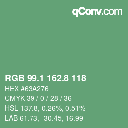 カラーコード: RGB 99.1 162.8 118 | qconv.com