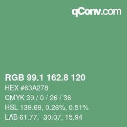 Color code: RGB 99.1 162.8 120 | qconv.com