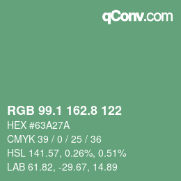 カラーコード: RGB 99.1 162.8 122 | qconv.com