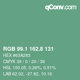 カラーコード: RGB 99.1 162.8 131 | qconv.com