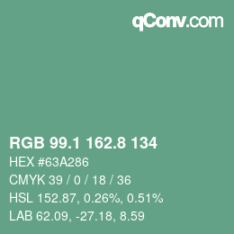 Color code: RGB 99.1 162.8 134 | qconv.com