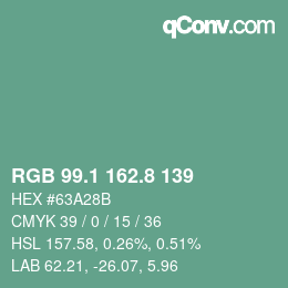 Color code: RGB 99.1 162.8 139 | qconv.com