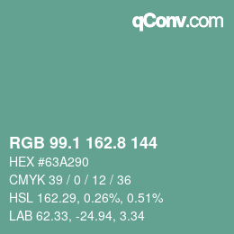 Color code: RGB 99.1 162.8 144 | qconv.com