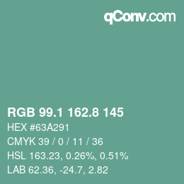 Color code: RGB 99.1 162.8 145 | qconv.com