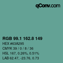 Color code: RGB 99.1 162.8 149 | qconv.com