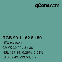 Color code: RGB 99.1 162.8 150 | qconv.com