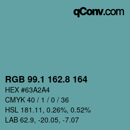 カラーコード: RGB 99.1 162.8 164 | qconv.com