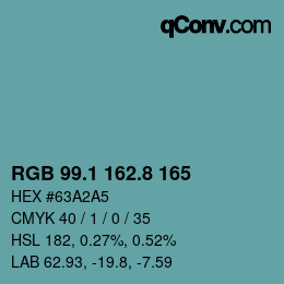 Color code: RGB 99.1 162.8 165 | qconv.com