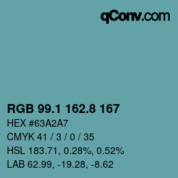 Color code: RGB 99.1 162.8 167 | qconv.com
