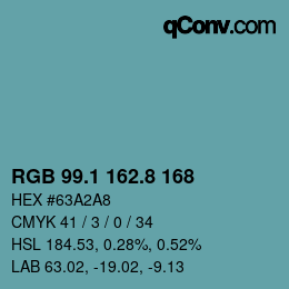 Código de color: RGB 99.1 162.8 168 | qconv.com