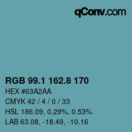 Color code: RGB 99.1 162.8 170 | qconv.com