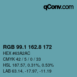 Color code: RGB 99.1 162.8 172 | qconv.com