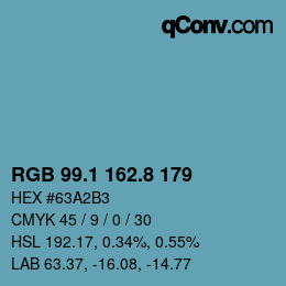 Color code: RGB 99.1 162.8 179 | qconv.com