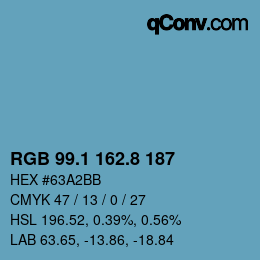 Color code: RGB 99.1 162.8 187 | qconv.com