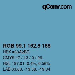 Color code: RGB 99.1 162.8 188 | qconv.com