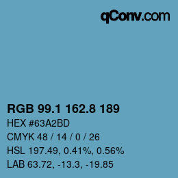 カラーコード: RGB 99.1 162.8 189 | qconv.com