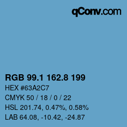 カラーコード: RGB 99.1 162.8 199 | qconv.com