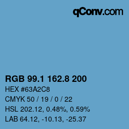 Color code: RGB 99.1 162.8 200 | qconv.com
