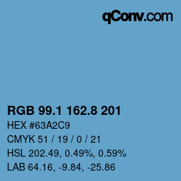 Color code: RGB 99.1 162.8 201 | qconv.com