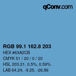 カラーコード: RGB 99.1 162.8 203 | qconv.com