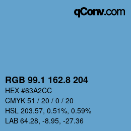 Color code: RGB 99.1 162.8 204 | qconv.com