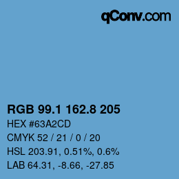 カラーコード: RGB 99.1 162.8 205 | qconv.com
