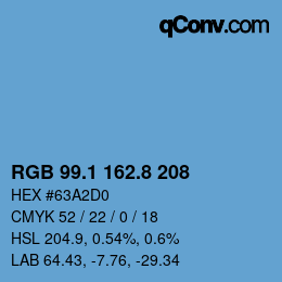 Color code: RGB 99.1 162.8 208 | qconv.com