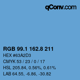 Color code: RGB 99.1 162.8 211 | qconv.com