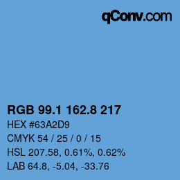 Color code: RGB 99.1 162.8 217 | qconv.com