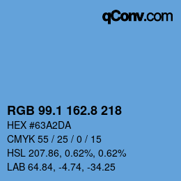 カラーコード: RGB 99.1 162.8 218 | qconv.com