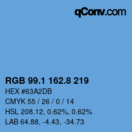 カラーコード: RGB 99.1 162.8 219 | qconv.com