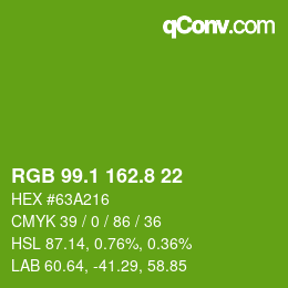 カラーコード: RGB 99.1 162.8 22 | qconv.com
