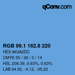 Color code: RGB 99.1 162.8 220 | qconv.com