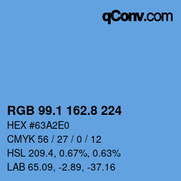 Color code: RGB 99.1 162.8 224 | qconv.com