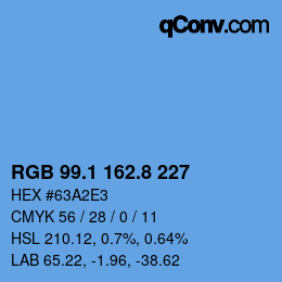 カラーコード: RGB 99.1 162.8 227 | qconv.com