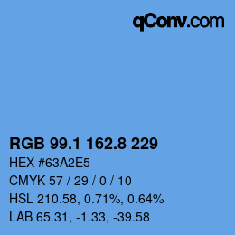 カラーコード: RGB 99.1 162.8 229 | qconv.com