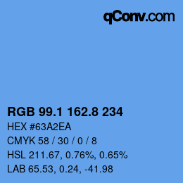 Farbcode: RGB 99.1 162.8 234 | qconv.com