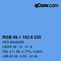 カラーコード: RGB 99.1 162.8 235 | qconv.com