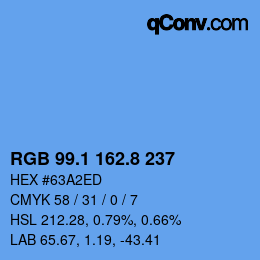 Color code: RGB 99.1 162.8 237 | qconv.com