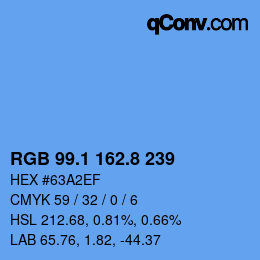 Color code: RGB 99.1 162.8 239 | qconv.com
