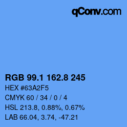 Color code: RGB 99.1 162.8 245 | qconv.com