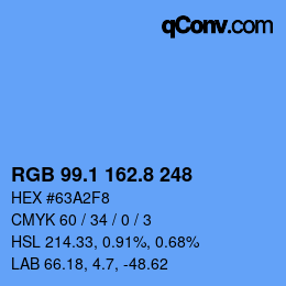 Color code: RGB 99.1 162.8 248 | qconv.com