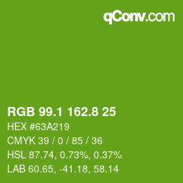 カラーコード: RGB 99.1 162.8 25 | qconv.com